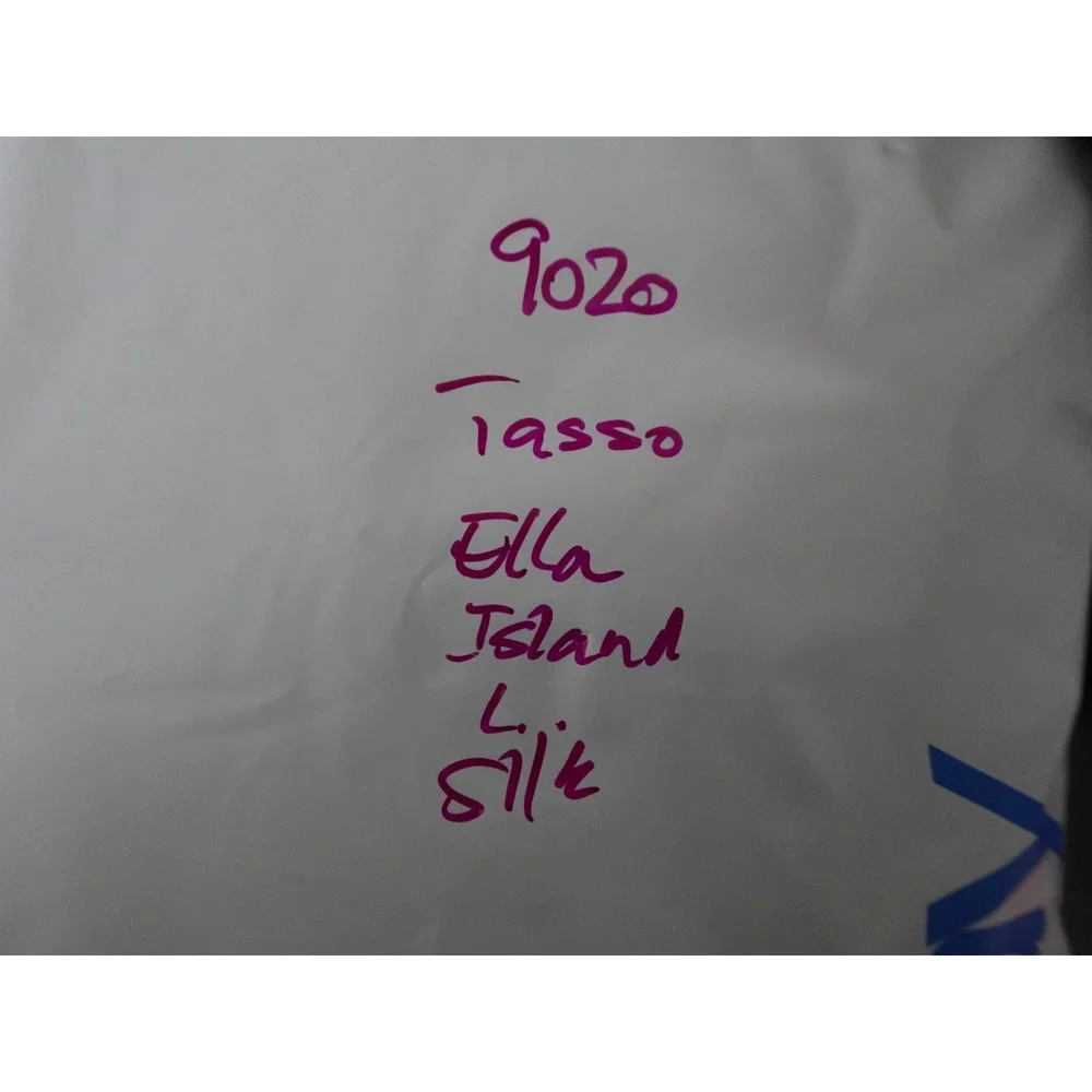 Tasso Elba Island Shirt Mens Large Blue‎ Excellent Silk Linen Tropical Floral